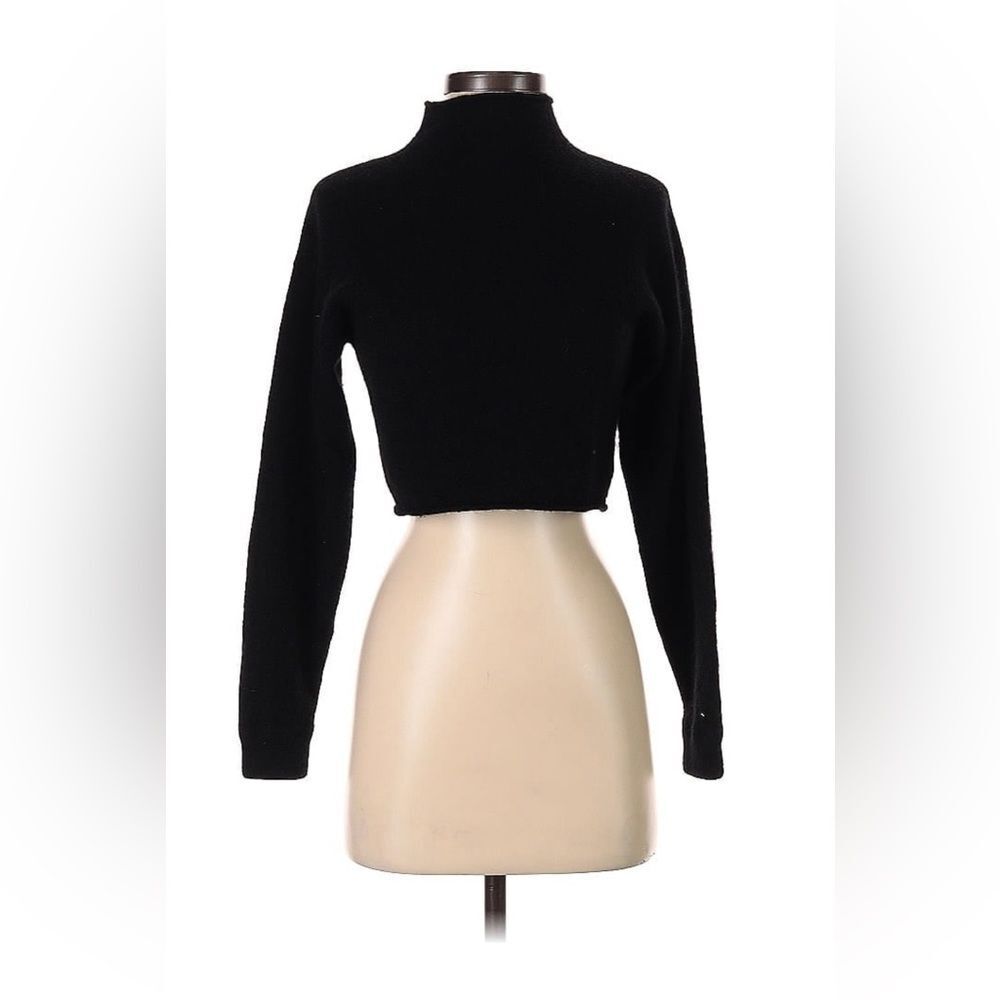 Reformation Black Crop 100% Cashmere Turtleneck size XS